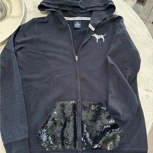 PINK by Victoria Secret’s Black Hoodie with Sequin Pockets.